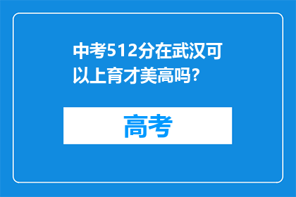 中考512分在武汉可以上育才美高吗？