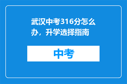 武汉中考316分怎么办，升学选择指南