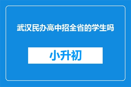 武汉民办高中招全省的学生吗