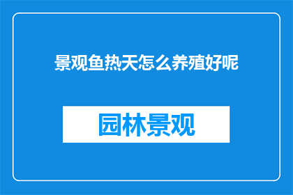 景观鱼热天怎么养殖好呢