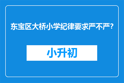 东宝区大桥小学纪律要求严不严？