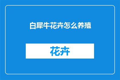 白犀牛花卉怎么养殖