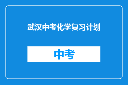武汉中考化学复习计划