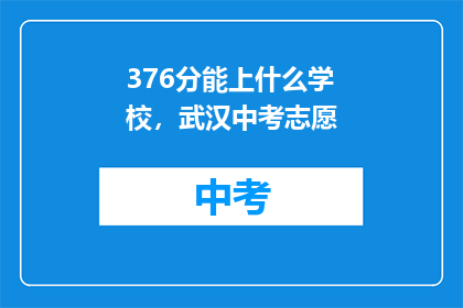 376分能上什么学校，武汉中考志愿