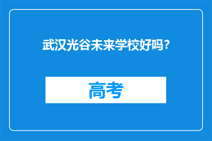武汉光谷未来学校好吗？
