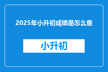 2025年小升初成绩是怎么查