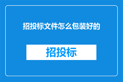 招投标文件怎么包装好的