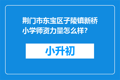 荆门市东宝区子陵镇新桥小学师资力量怎么样？
