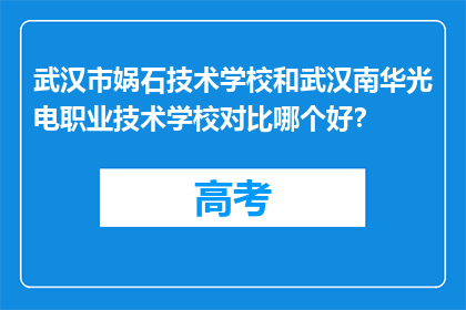 武汉市娲石技术学校和武汉南华光电职业技术学校对比哪个好？