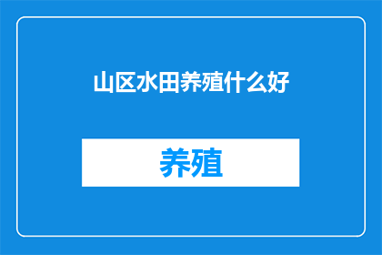 山区水田养殖什么好