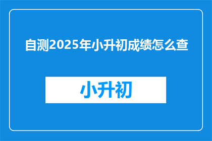 自测2025年小升初成绩怎么查
