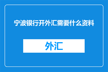 宁波银行开外汇需要什么资料