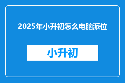 2025年小升初怎么电脑派位