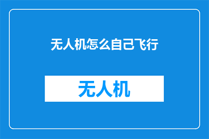 无人机怎么自己飞行