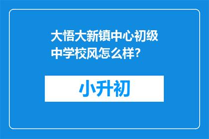 大悟大新镇中心初级中学校风怎么样？