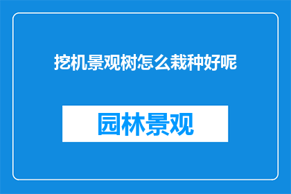 挖机景观树怎么栽种好呢