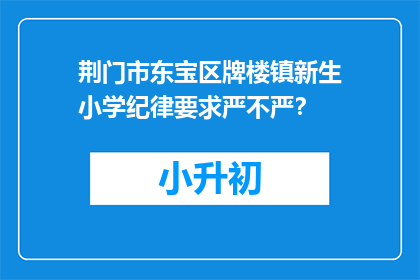 荆门市东宝区牌楼镇新生小学纪律要求严不严？
