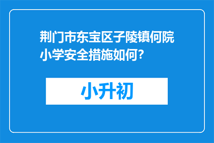 荆门市东宝区子陵镇何院小学安全措施如何？