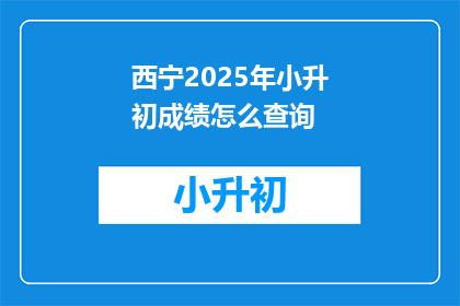 西宁2025年小升初成绩怎么查询