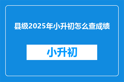 县级2025年小升初怎么查成绩