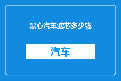 黑心汽车滤芯多少钱