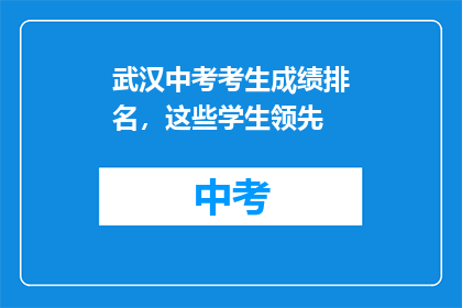 武汉中考考生成绩排名，这些学生领先