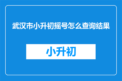 武汉市小升初摇号怎么查询结果