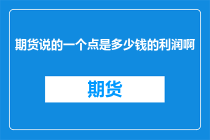 期货说的一个点是多少钱的利润啊
