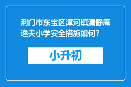 荆门市东宝区漳河镇清静庵逸夫小学安全措施如何？