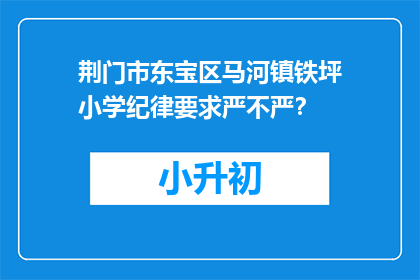荆门市东宝区马河镇铁坪小学纪律要求严不严？