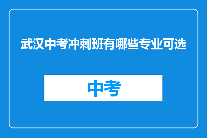 武汉中考冲刺班有哪些专业可选