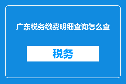广东税务缴费明细查询怎么查