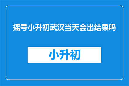 摇号小升初武汉当天会出结果吗