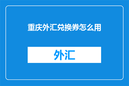 重庆外汇兑换券怎么用