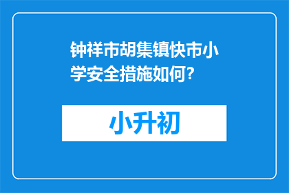 钟祥市胡集镇快市小学安全措施如何？