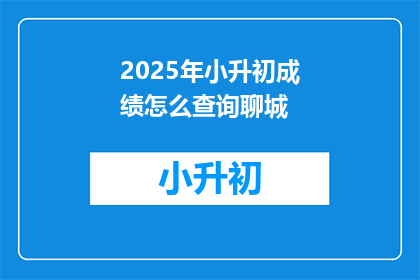2025年小升初成绩怎么查询聊城