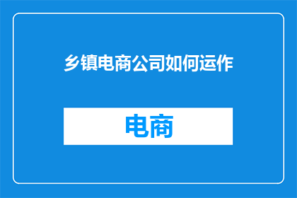 乡镇电商公司如何运作