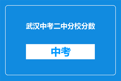 武汉中考二中分校分数