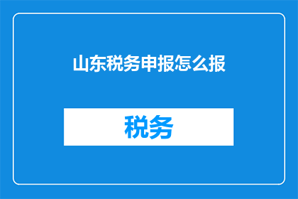 山东税务申报怎么报