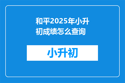 和平2025年小升初成绩怎么查询