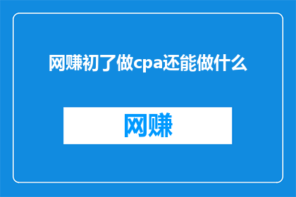 网赚初了做cpa还能做什么