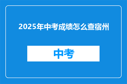 2025年中考成绩怎么查宿州