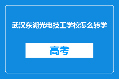 武汉东湖光电技工学校怎么转学