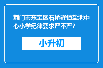 荆门市东宝区石桥驿镇盐池中心小学纪律要求严不严？