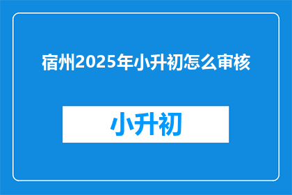 宿州2025年小升初怎么审核