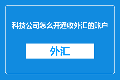 科技公司怎么开通收外汇的账户