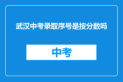 武汉中考录取序号是按分数吗