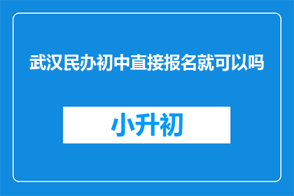 武汉民办初中直接报名就可以吗