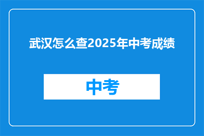 武汉怎么查2025年中考成绩