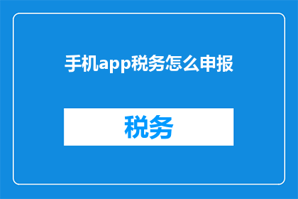手机app税务怎么申报